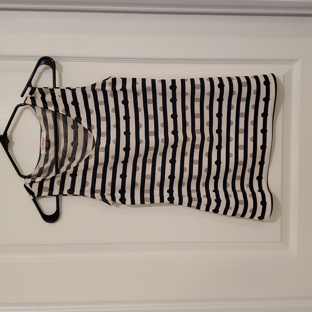 Blouse/Camisole Sleevless With Black and Light Beige Stripes and Gold Spots